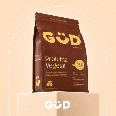GÜD Proteína Vegetal en Polvo | 22g Proteína con Prebióticos y Vitaminas | Sin Azúcar | Chocolate | 1.36 kg (3 lb)
